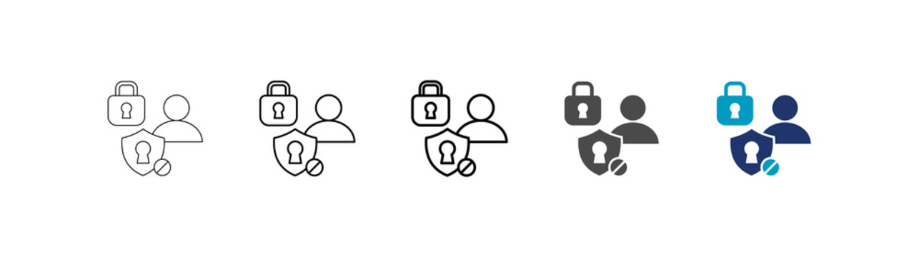 least privilege icon set consisting of multiple styles vector illustration. editable stroke