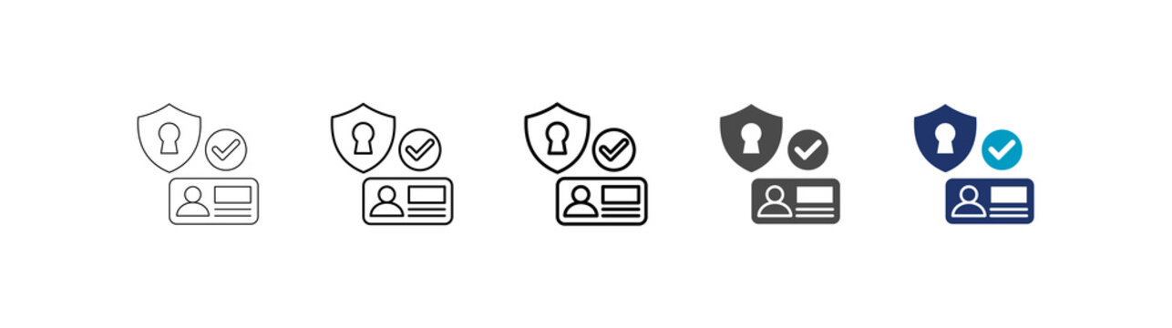 privilege management icon set consisting of multiple styles vector illustration. editable stroke