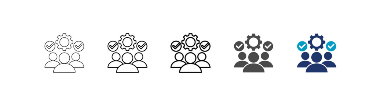 user roles icon set consisting of multiple styles vector illustration. editable stroke
