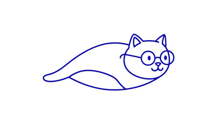 Simple Line Drawing of Cat Wearing Glasses. © Andimanaba