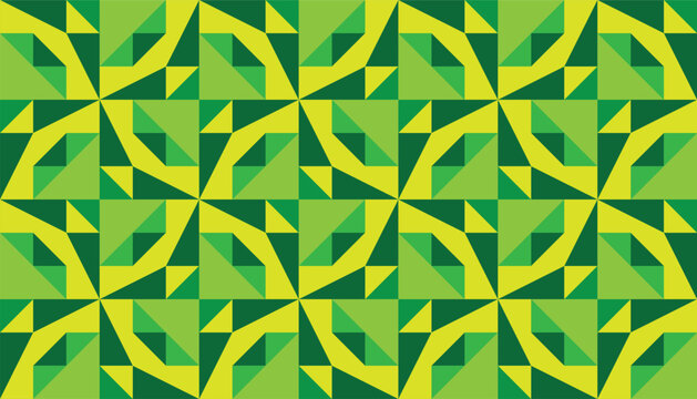 Seamless geometric pattern with abstract triangular shapes in fresh green tones