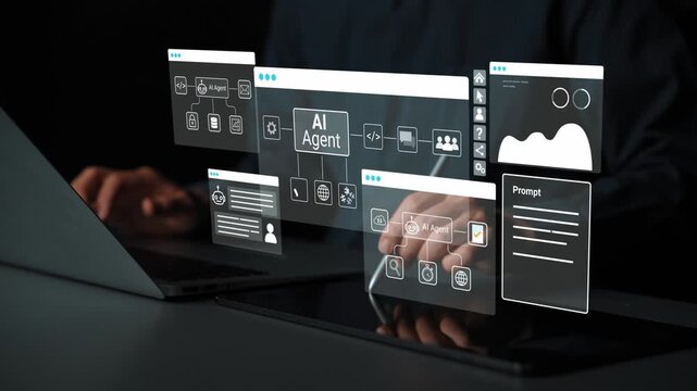 Futuristic Workspace with AI Agent Interface Concept for Technology and Innovation in Business and Creativity. Entropy.