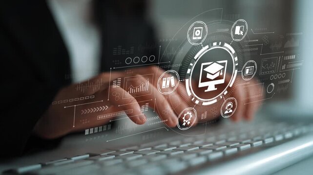 Digital Communication Concept with Hands Typing on Keyboard and Email Icons Displaying on Screen for Modern Technology and Networking Themes. Entropy.