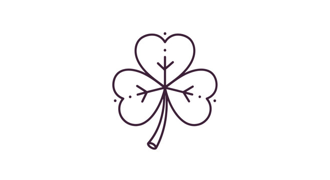 Simple Hand Drawn Four Leaf Clover Illustration.