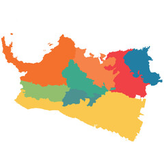 Fototapeta premium Detailed vector map of Central Papua (Papua Tengah) province with 8 administrative regencies.