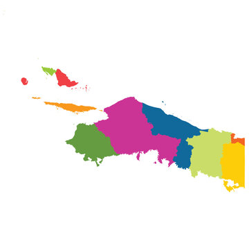Detailed vector map of Papua province with 9 administrative regencies and cities.