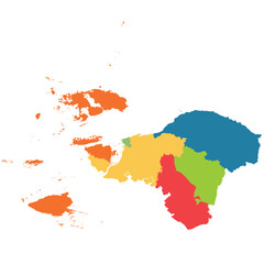 Obraz premium Detailed vector map of Southwest Papua (Papua Barat Daya) province with 6 regencies.