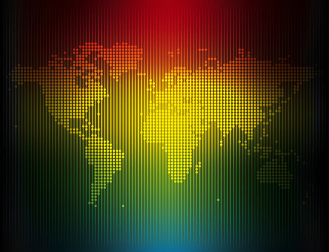 Simple world map with spectrum effect, vector