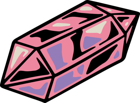 pink crystal hand drawn sticker, halloween tattoo design