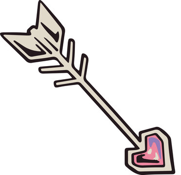 pink love arrow hand tattoo design, hand drawn valentine sticker