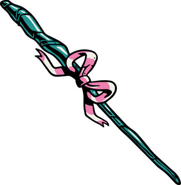 halloween witch wand decoration, autumn magical tattoo design