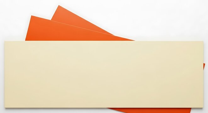 Abstract Geometric Composition with Orange and Beige Shapes.