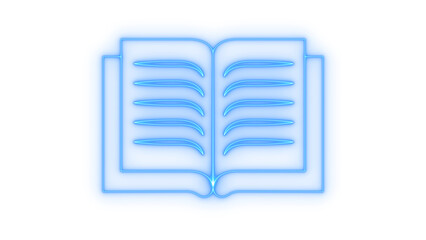 Glowing neon book icon isolated on transparent background. Open textbook. Digital library. Reading symbol. Education sign. E-learning button. © mominulim