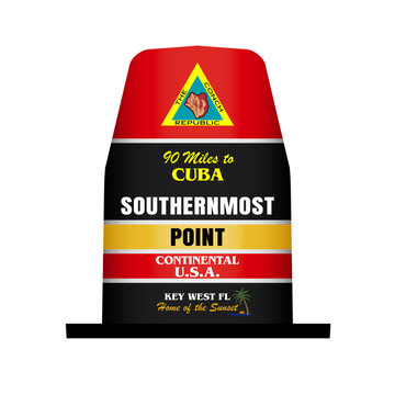 Southernmost Point Buoy - Key West USA - Vector Illustration