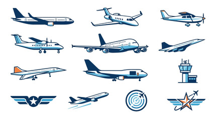 Airplane icons and symbols collection. © Mbah Suro