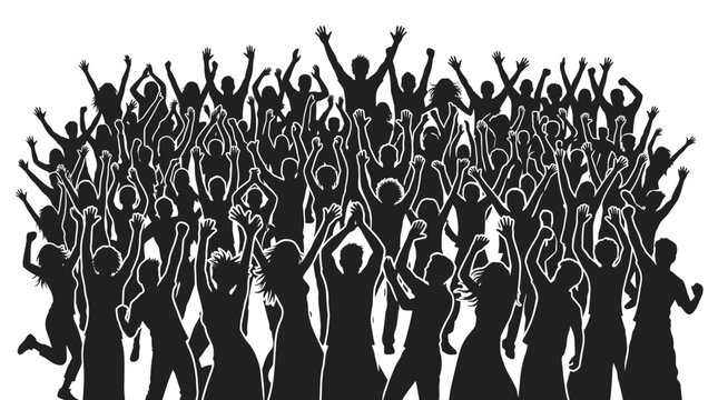 Silhouettes of people dancing together.