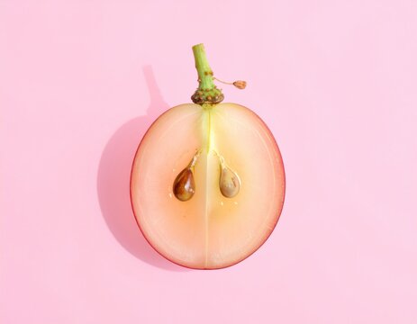 Sliced grape cross section with seeds closeup