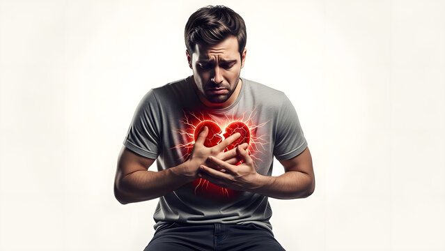 Broken Heart Man Emotional Concept Isolated on White