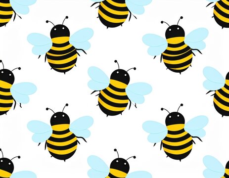 Cute bee seamless pattern vector design