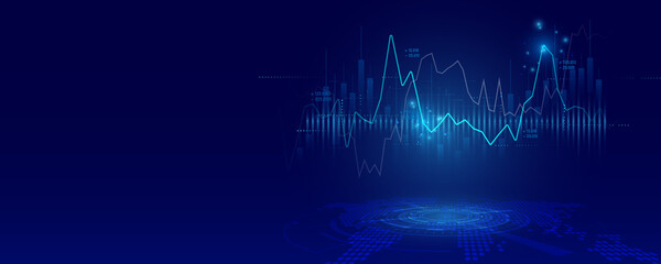 Fototapeta premium Graphs analyzing financial investment data and economic volatility trends, including billboard design.