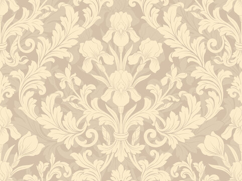 Texture of elegant pattern highlighting sepia luxury print and seamless damask suitable for classic background beautiful layout decoration