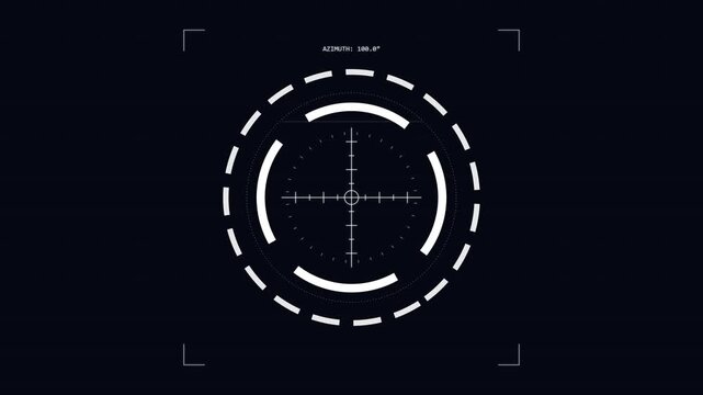 Target circle 2d HUD with azimuth on black background