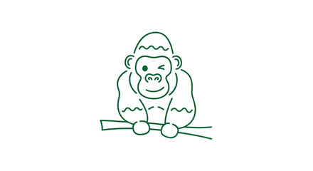 Simple Line Drawing of Gorilla. © Barusan