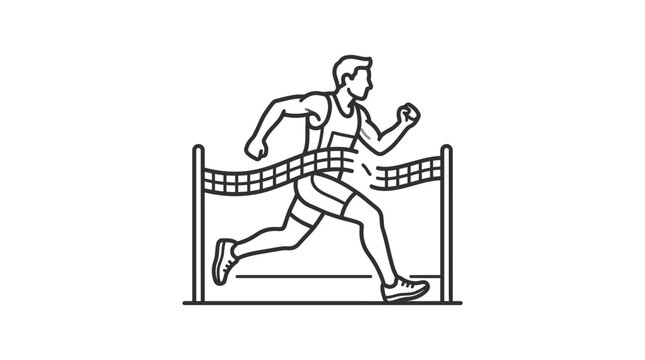 Runner crossing finish line art sketch.