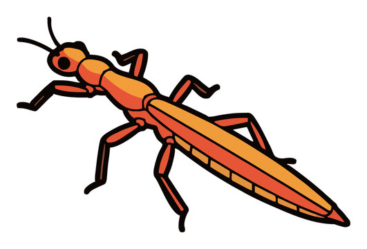 Minimalist stick insect isometric vector illustratio.... Generative AI