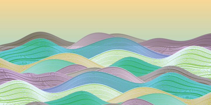 Colorful Abstract Wavy Landscapes Pattern Background Illustration