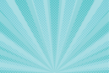 Plakat Light Blue Comic Book Style Sunburst Radial Pattern Background