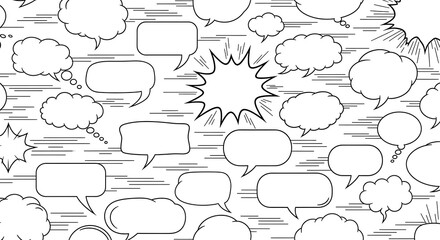 Fototapeta premium Comic Speech Bubbles Seamless Pattern Background.