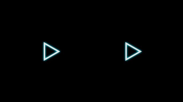 4K Rendering of glowing neon arrows on a transparent background. Flashing direction indicators. Abstract directional neon arrow loop loading icon.