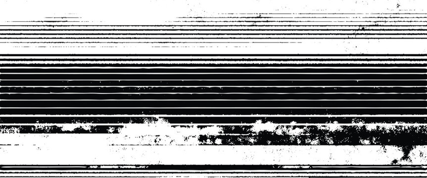 Black and white horizontal lines with distressed texture and scattered dots stripes