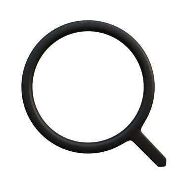 Minimalist Black Three Dimensional Magnifying Glass Icon for Search Interface