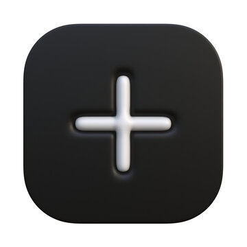 Minimalist 3D Plus Sign Icon Button with Soft Rounded Edges for Modern User Interface Design and Digital Application Navigation Elements