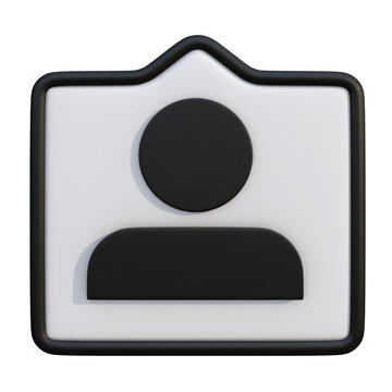 Minimalist 3D black and white user profile icon for digital interface design