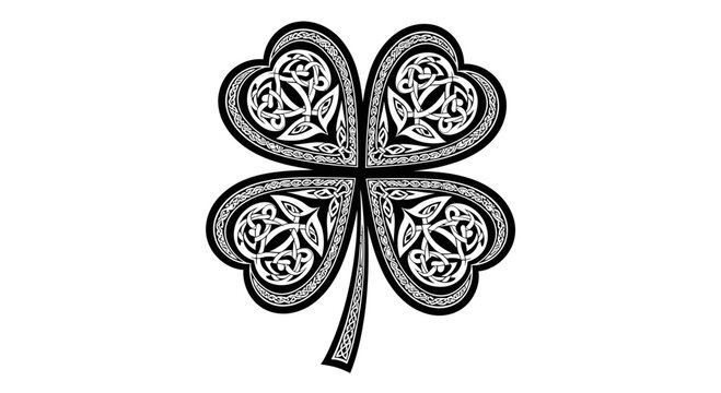 Four Leaf Clover with Intricate Celtic Knotwork Pattern