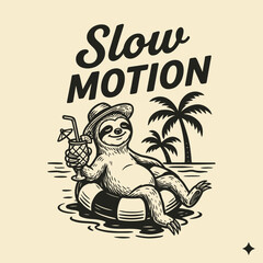 Sloth wearing a hat relaxes. © MuhArif