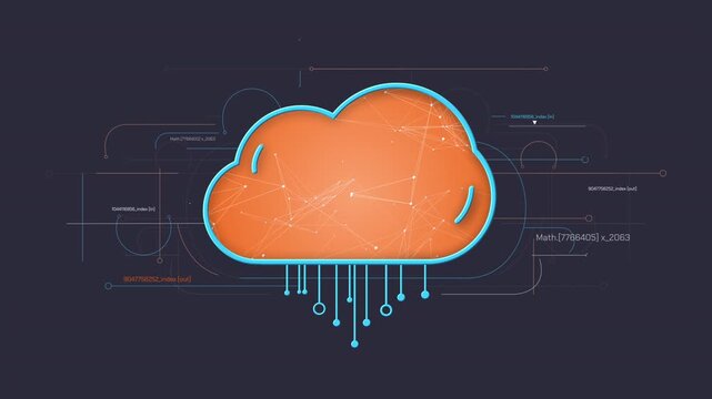 Infographic of cloud computing and data network processes
