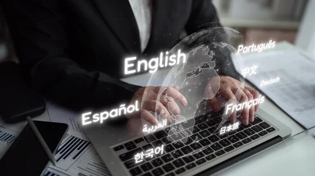 Global communication with multiple languages, digital translation tools, multilingual technology, cross-cultural communication, and virtual language learning environments. Muxer