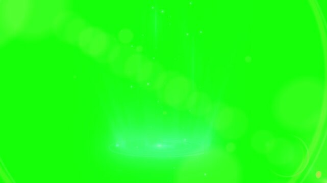 Abstract lens flare light leaks and soft bokeh particles on green screen background