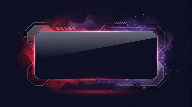 Futuristic Sci-Fi HUD Banner with Neon Glow and Empty Copy Space
