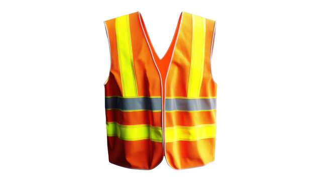Safety vest in bright orange with reflective yellow stripes provides high visibility for construction workers who need to ensure maximum security while working on busy job sites during daily.