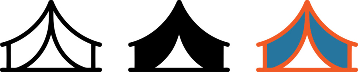 Three different colored tent icons for various uses and designs  simple illustration © vector2029
