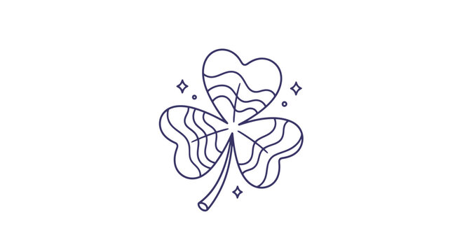 Four Leaf Clover Illustration with Heart.