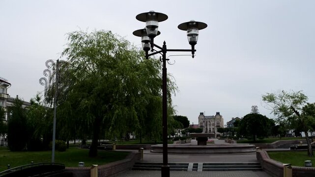 Savieckaja Square in Grodno, Belarus. Stefan Batory Street.