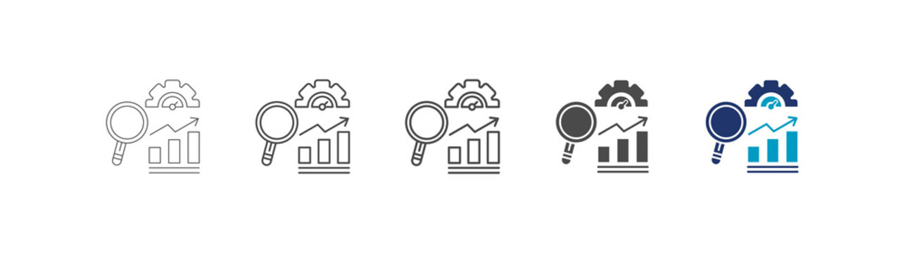 benchmarking icon set consisting of multiple styles vector illustration. editable stroke