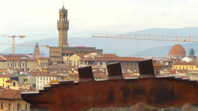 Focus transition: Palazzo Vecchio is town hall of Florence, Italy.