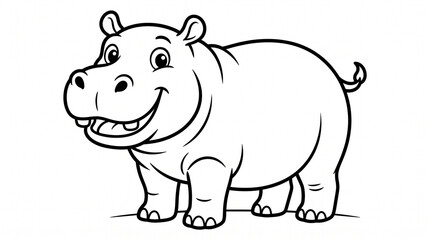Obraz premium Cute Rhino Outline Coloring Page